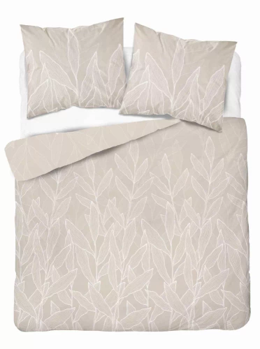 5087 A Satinbettwäsche Blätter Detexpol beige