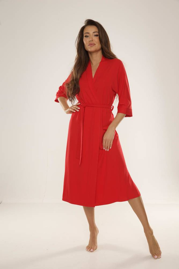 942 Visa Langer Bademantel De Lafense - rot 589