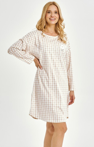 3437 Vera Taro Damenhemd – 100 % Baumwolle, kariert, Langarm