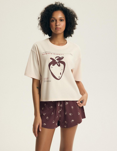 Damenpyjama Henderson Evika 44474 – Baumwolle, Erdbeeren, Shorts