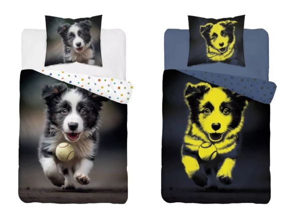 5410 A Puppy Baumwollbettwäsche, die im Dunkeln leuchtet, Detexpol