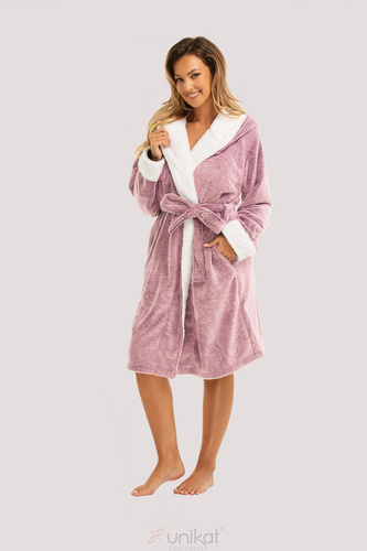Sharon Unique Damenbademantel – rosa, weich mit Kapuze und Gürtel, weich und leicht