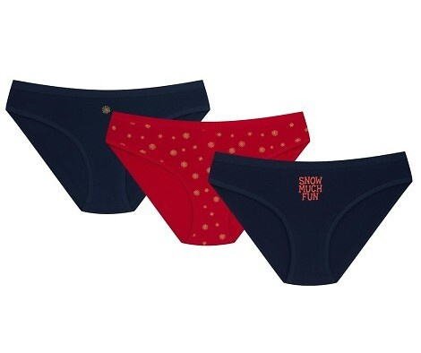 36508-K086 Henderson Damen-Slips Marineblau-Rot – Baumwoll-Bikini im 3er-Pack