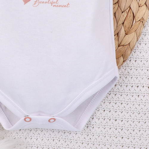 ABN-5418 Bunte Blumen Kurzarm-Body aus Bio-Baumwolle Nini weiß