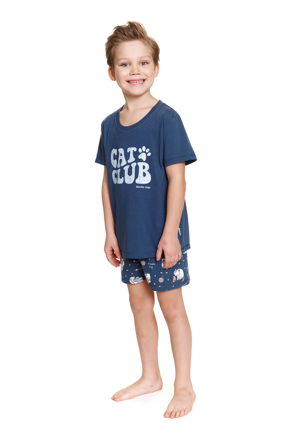 7205 „Cat Club“ Unisex Doctor Nap Kinderpyjama – tiefblau