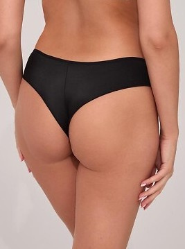 2211/B Ava schwarzer brasilianischer Slip – aus Mikrofaser und Spitzeneinsätzen