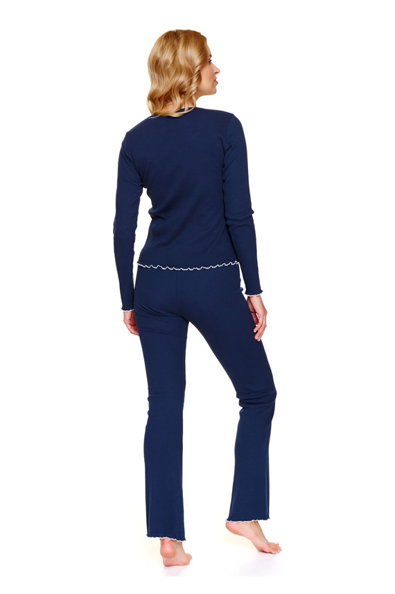 Doctor Nap 7304 – Damen-Pyjama aus Baumwolle mit gewelltem Finish | 95 % Baumwolle, polnische Produktion – Marineblau