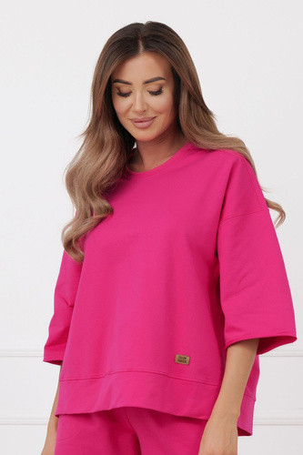 Bluza Kaori Italian Fashion 3/4-Arm Baumwolle Elastan - Fuchsia
