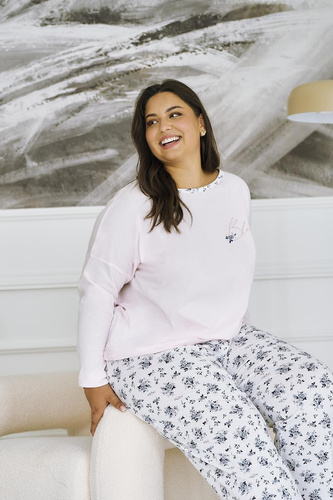 Damenpyjama Ella 3465/3466 TARO rosa – Baumwolle, lange Ärmel, bequem und stilvoll