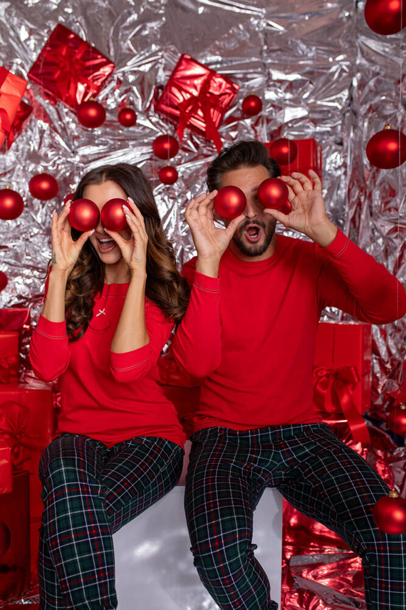 Foggia Damen Schlafanzug langarm, lange Hose Italian Fashion - rot/print 