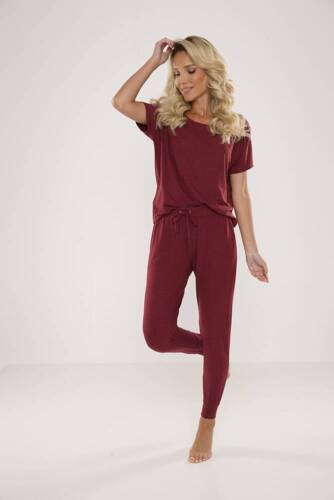 346 Paula Plus Size Damen Pyjamas De Lafense - kastanienbraun