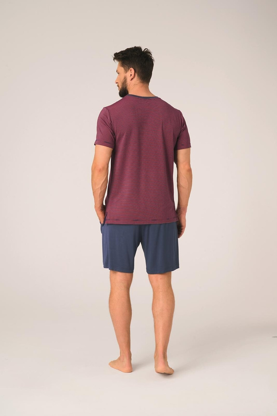 Herren Bambus Pyjama Key MNS 319 dunkelblau kurzarm bequem