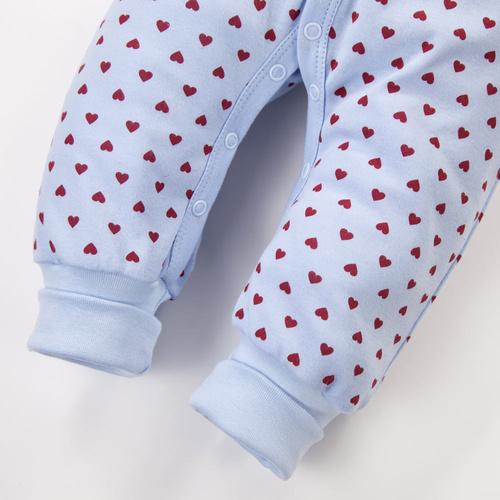 Baby-Schlafanzug Love Eevi ohne Füße blau mit Herzen 100% Baumwolle