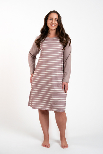 Oda Nachthemd Italian Fashion - Cappuccino Druck