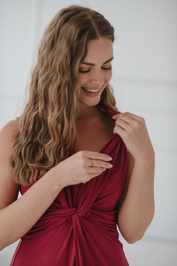 Loop Maxi Umstands- und Stillkleid Milk&Love Burgund