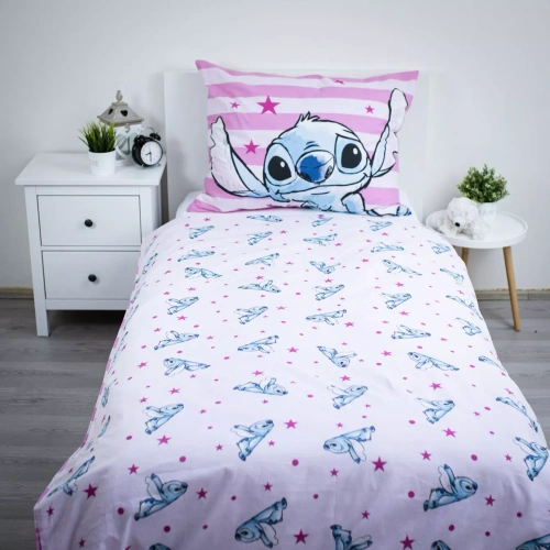 Pościel Lilo i Stitch JF24 140x200 rosa Sterne 100% Baumwolle