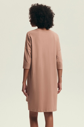 43692 Dextra Henderson pfirsichfarbenes Damenhemd, Baumwolle, 3/4-Ärmel, bedruckt