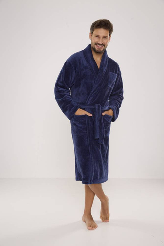 811 De Lafense Herren-Bademantel aus Plüsch - Denim