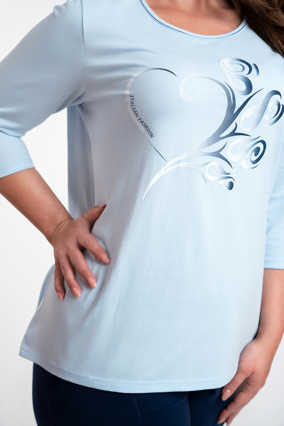 Arietta Damen Schlafanzug 3/4 Ärmel und 3/4 Hose Italienische Mode - blau