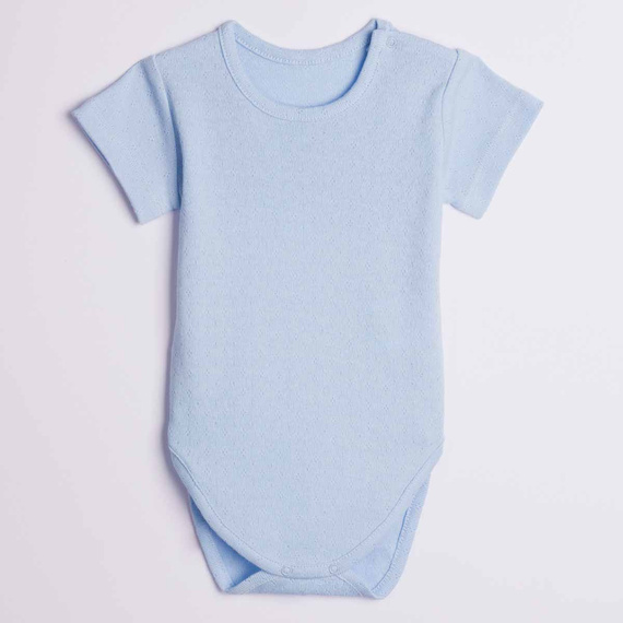 224041 Nicol Babybody Blau 100% Baumwolle Lochstrick Basic