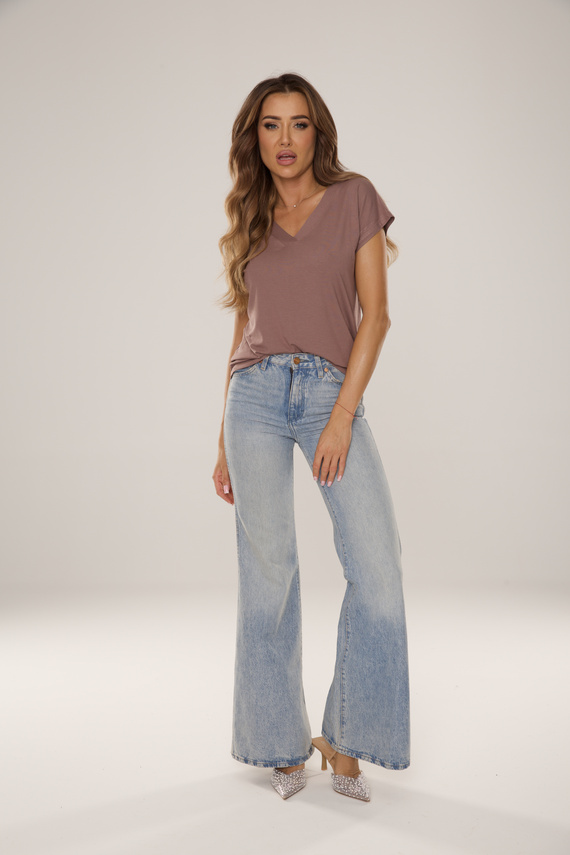 774 Vendy Damenbluse De Lafense - Viskose, kurzarm - mocca