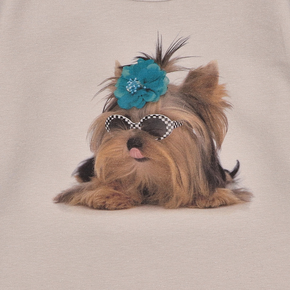 KAR-3004 Mädchenbluse mit langen Ärmeln Lagarto Verde beige – stilvoll, Baumwolle, polnische Produktion