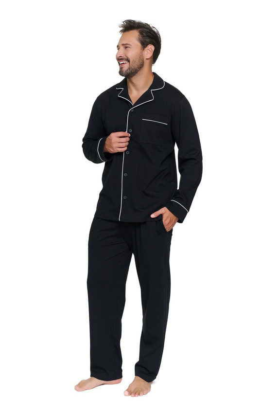 Herren-Pyjama Doctor Nap 7528, 100% Baumwolle, zum Knöpfen, mit Taschen