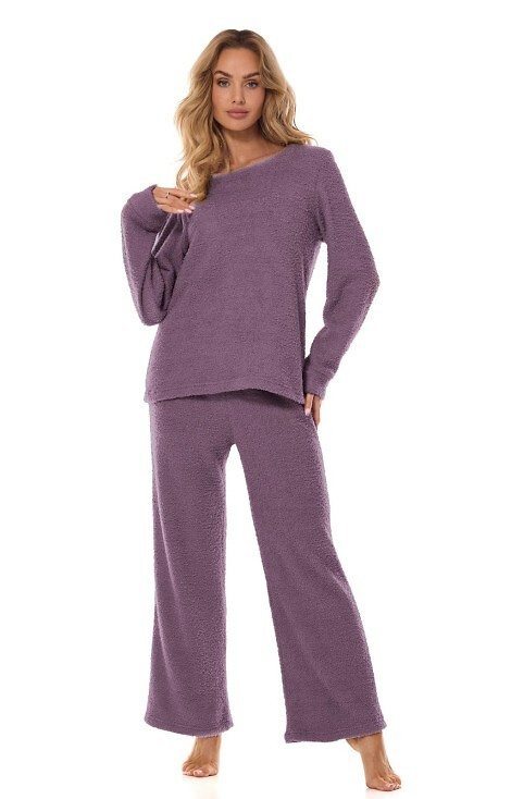 2414 Damen Homewear L&L Amethyst-Set – weiches Strick-Sweatshirt und Hose