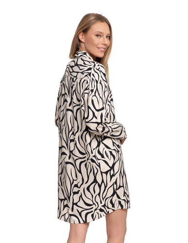 PDK4800-003 Cremefarbenes Nachthemd von Moraj – Viskose, lange Ärmel, mit Knöpfen geschlossen