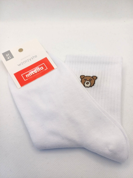 Milena 0200-181 weiß – Damensocken mit Bär, Baumwolle, weich und bequem