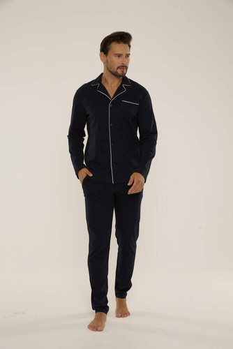 729 Norberto Herren Schlafanzug De Lafense - navy blau