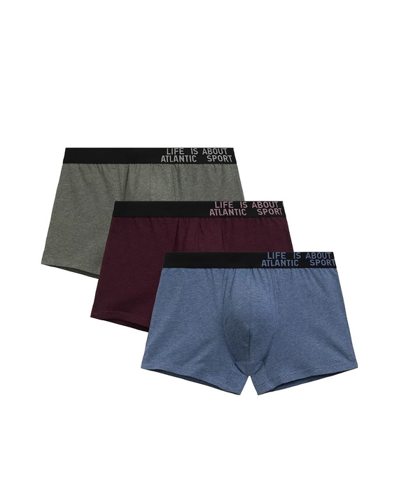 Herren Boxershorts 3MH-226/25 grün-bordeaux-blau - Baumwolle, 3er-Pack, bequemer Schnitt