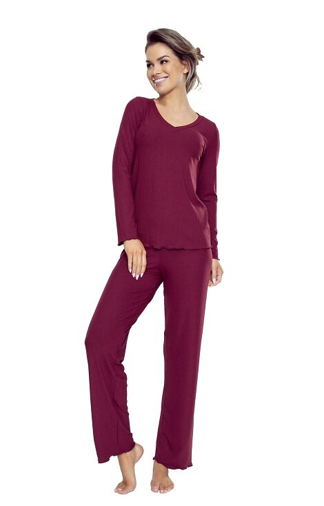 Rosaria Eldar First Lady Burgund – Damen-Pyjama aus Viskose, Set mit langer Hose