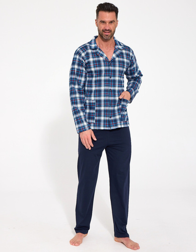 Herren-Pyjama Cornette 114/86 zum Aufknöpfen, 100% Baumwolle, kariert