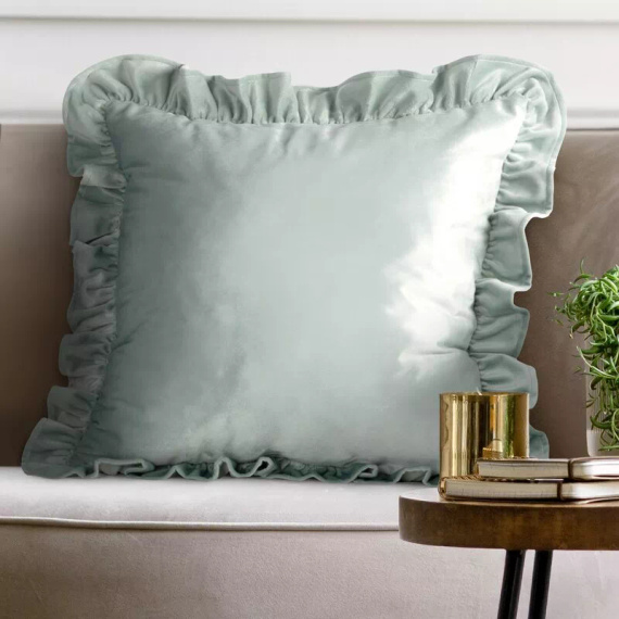 Kissenbezug Brenda 45x45 Salbei Samt Eurofirany Volant sage