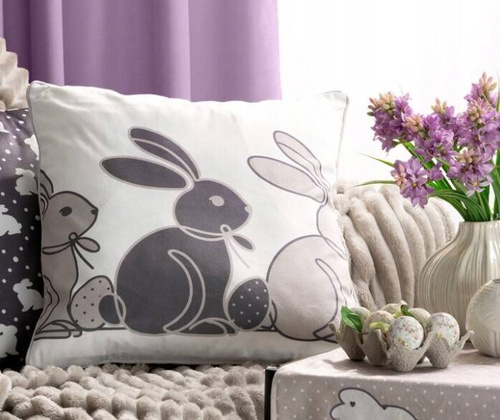 Frühling 4 Osterkissenbezug aus Samt mit Euro-Aufdruck, beige Vorhänge