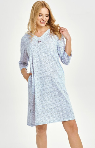 3449 Debora Taro Damenhemd – 100 % Baumwolle, lange Ärmel, Taschen, V-Ausschnitt