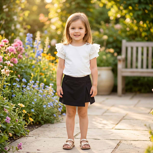 163872 Nicol Schwarze Mädchen Baumwoll-Rockhose für den Sommer