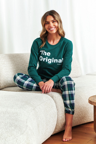7340 Doctor Nap – Damen-Pyjama „The Original“ | 100 % Baumwolle, polnische Produktion – Smaragd