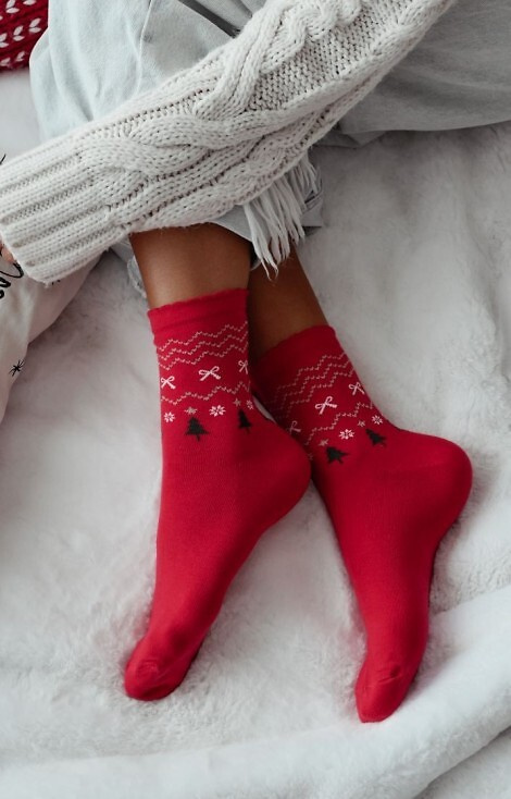1283-035 Milena Damen Weihnachtssocken rot – bunt, Baumwolle, mit Lurex