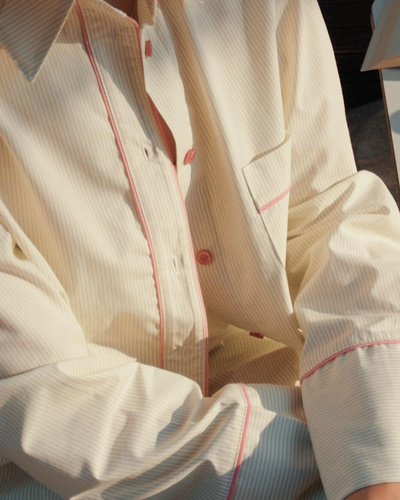 Damenpyjama Sensis Raven Limette – Baumwolle, Hemd mit Knöpfen + Hose