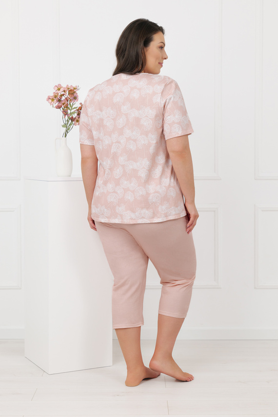 Damen Pyjama Eleni Italian Fashion 100% Baumwolle, Kurzarm, 3/4