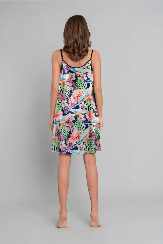 Polynesia Damen Nachthemd, schmaler Träger Italian Fashion - Blumendruck