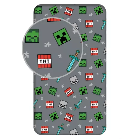 Minecraft „We Got This“ Spannbettlaken aus Baumwolle, grau Jerry Fabrics – 100 % Baumwolle