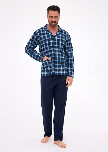 114/81 Cornette Herrenpyjama | Reißverschluss, 100 % Baumwolle, Kragen und Taschen