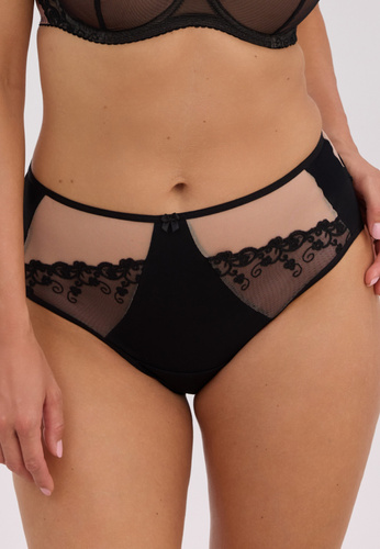 Damen Vollslip Gaia Fatma GFP 1374 – Mokka & Schwarz, klassischer Schnitt, Komfort mit Spitze