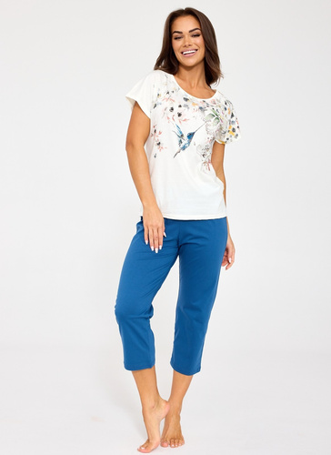 Cornette Floris 369/345 ecru – Damenpyjama 100% Baumwolle 7/8