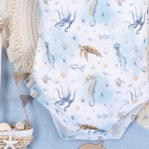 ABN-5447 Sea Of Joy Nini Body aus Bio-Baumwolle – Bio-Baumwolle, kurze Ärmel