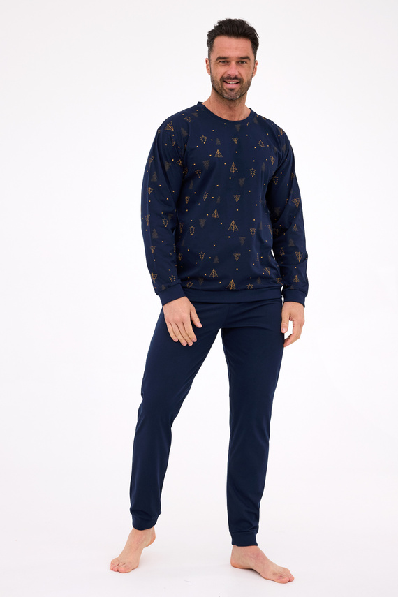 457/299 Night 3 Cornette – Herren-Pyjama aus Baumwolle, Weihnachten, lange Ärmel, Geschenkbox