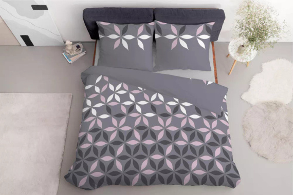 5024 A Mikrofaserbettwäsche mit Blumen Detexpol grau